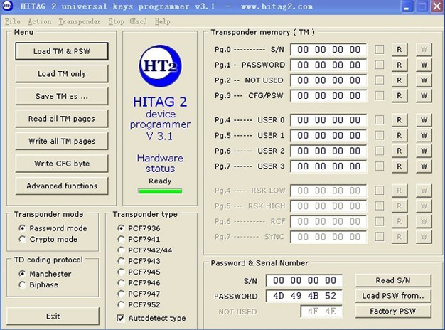 Hitag2 V3.1 प्रोग्रामर सॉफ्टवेयर 1